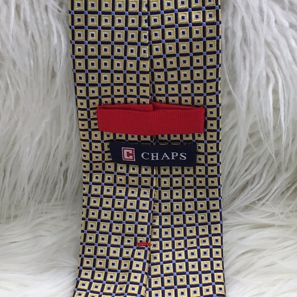 🌼3/$13🌼 BUNDLE DEAL! Chaps Yellow/Blue Square Print Tie - Picture 3 of 4